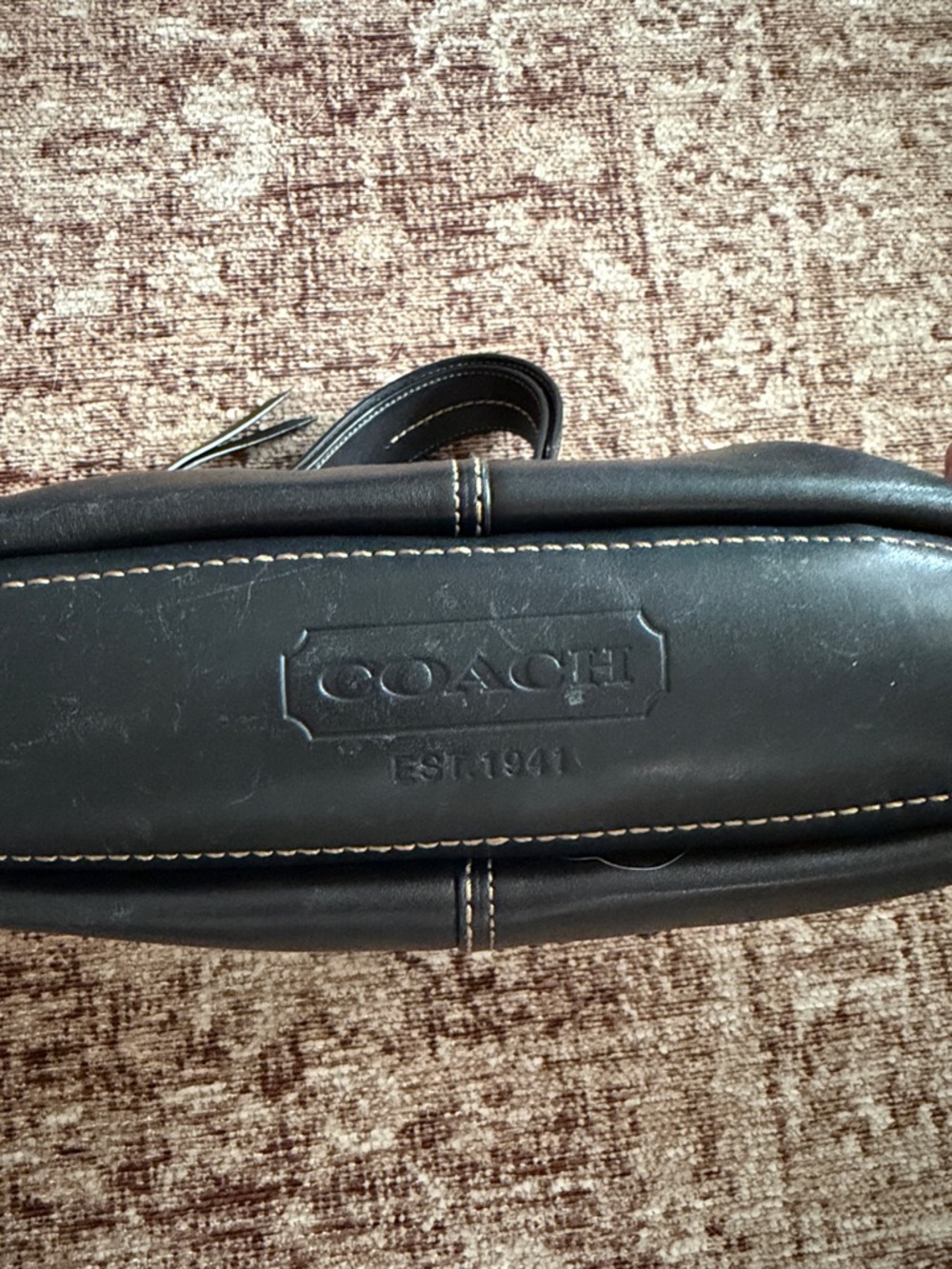 Coach Black Leather Shoulder and Crossbody Bag with Contrast Stitching - Picture 5 of 7
